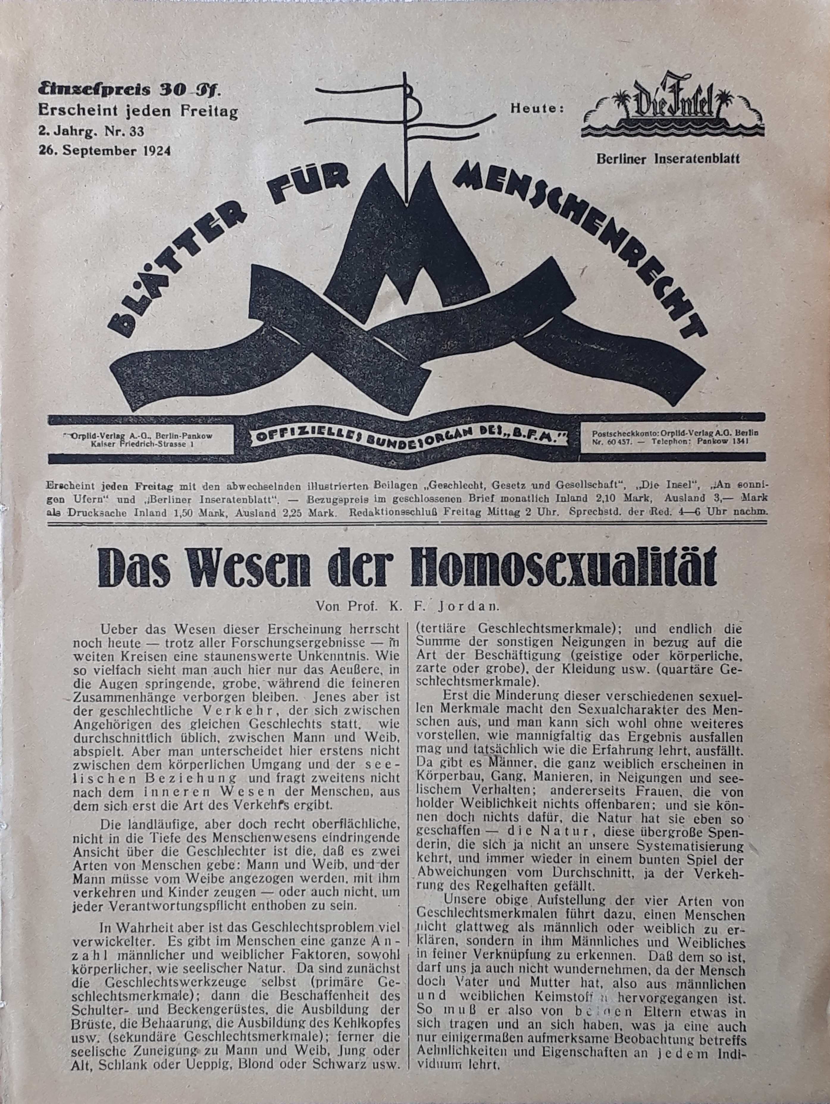 Photo of front page